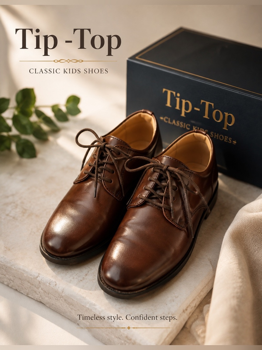 Tip Top | Kids Brown Lace-up Formal Dress Shoe | Sz 13